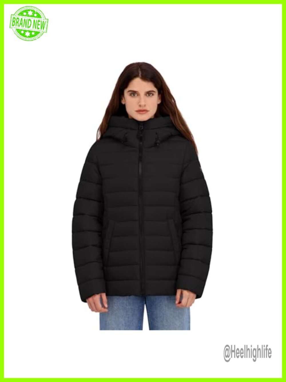 Quilted Puffer Jacket Faux Fur Hood Women's Warm Winter Coat
